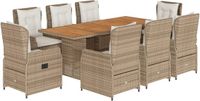 vidaXL Ensemble de jardin 9 pièces Poly rotin beige avec coussins