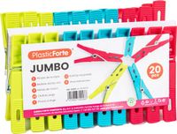 PLASTICFORTE Wasknijpers XL formaat - 20x stuks - felle kleuren mix - kunststof - 10 cm