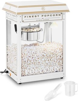 Royal Catering Popcornmachine - wit en goud - 1600 W - 2 jaar garantie