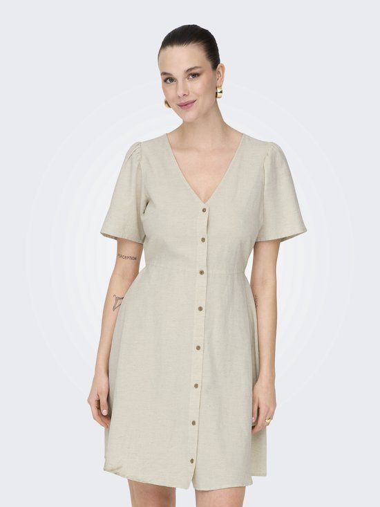 ONLY - ONLVITA LIFE S/S SHORT DRESS NOOS WVN - Beige - Women - Size XS