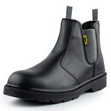 Chelsea Black Hammer Heren Instap Veiligheidslaarzen Chelsea Werkschoenen Leer Stalen Neus Werken Enkel Lichtgewicht Schoeisel S3 SRC 1600 Zwart (44 EU)