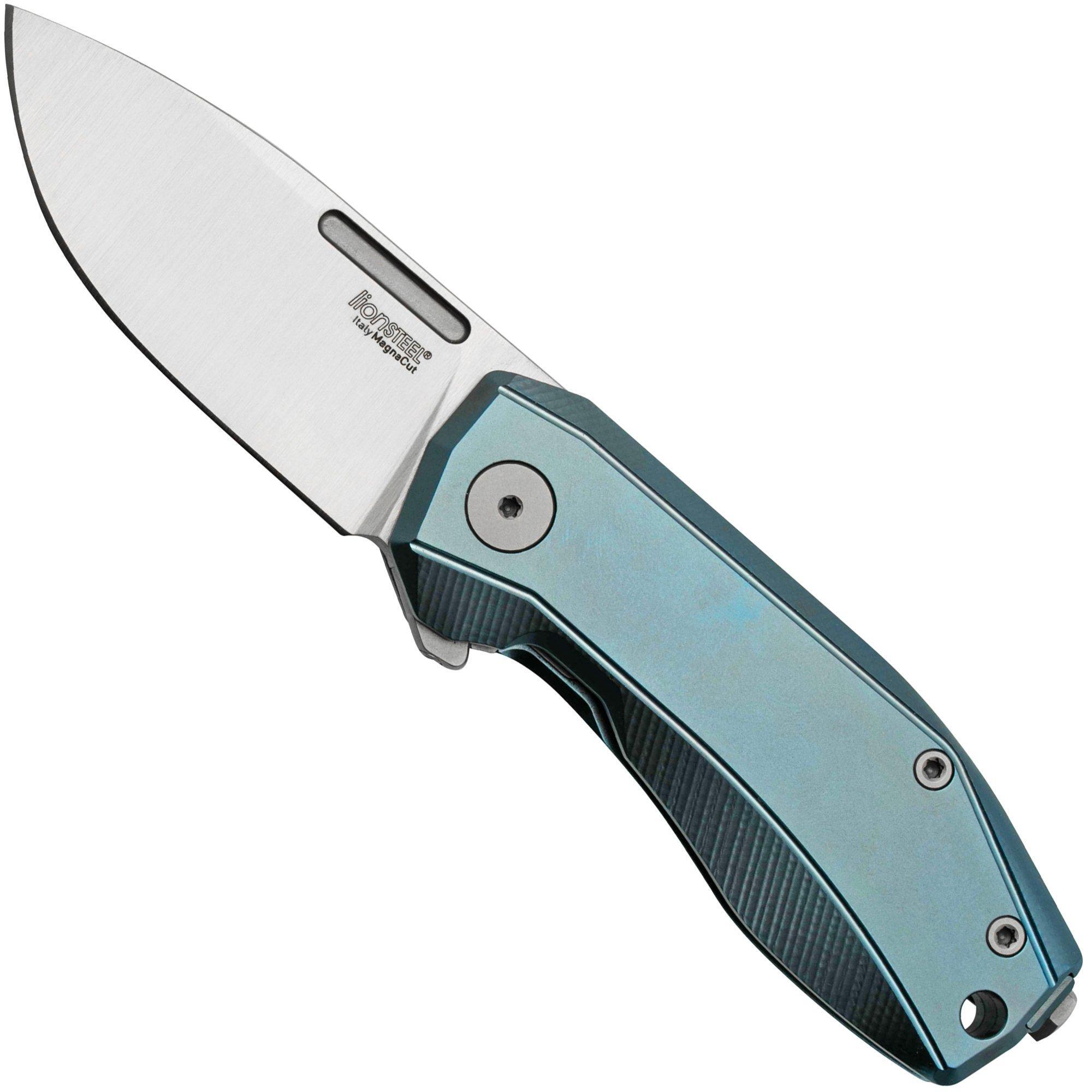 Lion Steel Nano, NA01-BL, Frame Lock, Magnacut, Blue Titanium, zakmes