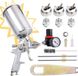 Wan GmbH Pistolet de pulvérisation à gravité HVLP 14 mm 17 mm 25 mm buse-régulateur d'air-godet en aluminium 1000CC retouche automatique peinture apprêt couche de finition transparente Argent