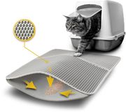 lionto Kattenbakmat, waterdichte dubbellaagse mat, 76 x 61 x 1,3 cm, grijs