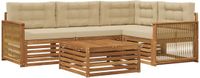 vidaXL Hoek loungeset 5-delig Natuurlijk en Beige Acacia Hout