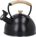 La Cafetière 1.6L Fluitende Waterkoker, Roestvrijstalen Frame Met Easy-Grip En Anti-Scald Houten Handvat, Inductie Kookplaatveilige Theeketel Voor Kokend Water, Zwart