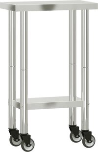 vidaXL Keukenwerktafel met wielen 55x30x85 cm roestvrij staal