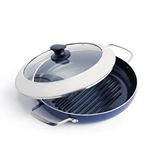 Blue Diamond Cookware Keramische Antiaanbakpan met Diamantcoating 28 cm met Glazen Deksel, PFAS-vrij, Grillen, BBQ, Ovenbestendig, Blauw