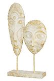 GILDE Decoratieve sculptuur hoofd hoofd maskers - om neer te zetten - kleur/wit/goud, met versieringen - hoogte 3 cm