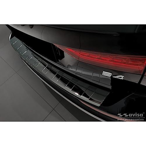 Zwart Avisa Zwart Chroom RVS Achterbumperprotector passend voor Volvo V60 II / V60 II Cross Country 2018- & V60 II Plug- In Hybrid / R-Design 2019- 'Ribs'