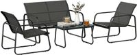 Outsunny tuinbankstel - Staal, gehard glas - 112 x 73 x 74 cm - Donkergrijs en zwart
