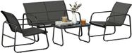 Outsunny tuinbankstel - Staal, gehard glas - 112 x 73 x 74 cm - Donkergrijs en zwart