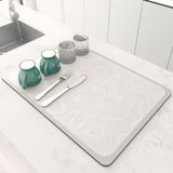 Tapis égouttoir à séchage rapide pour la cuisine (40 x 50 cm, gris/blanc)