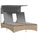 Banc de jardin 2 places avec auvent et coussins en polyrotin mélangé beige