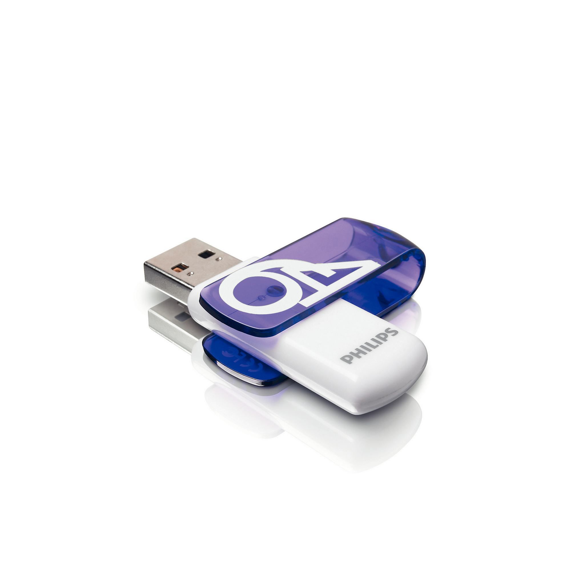 Philips USB Flash Drive 64GB - USB 2.0 - Draaibaar - Zwart/Wit