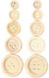 Merkloos Hobby knopen - 440x st - diverse maten - hout - Ongelakte decoratie knoopjes - knutselen