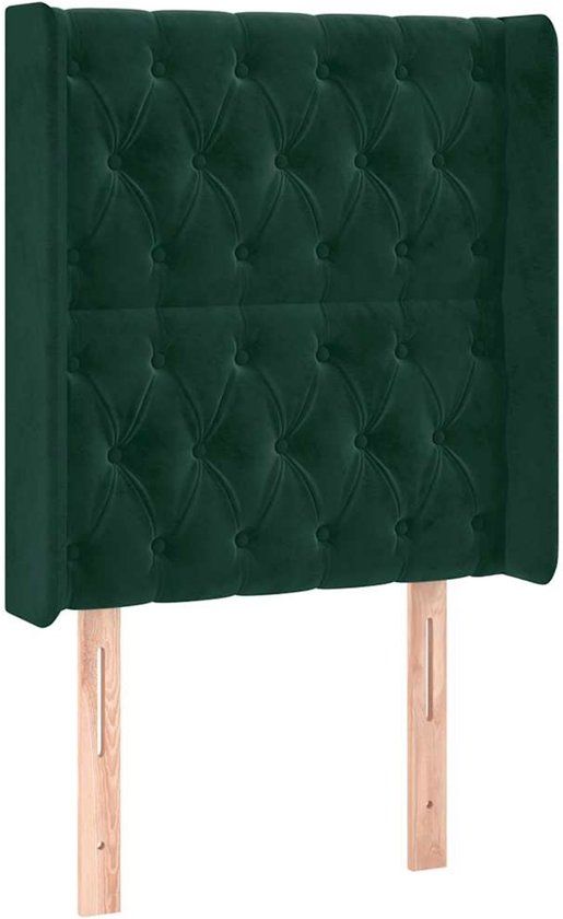 vidaXL Hoofdbord met Randen Donkergroen 83x16x118/128 cm Polyester Hout