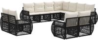 vidaXL Tuinbank Set 11-delig Zwart en Crèmewit Polyrattan