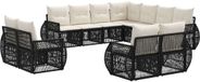 vidaXL Tuinbank Set 11-delig Zwart en Crèmewit Polyrattan