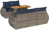 vidaXL 6-delige Loungeset met kussens, polyrattan, gris