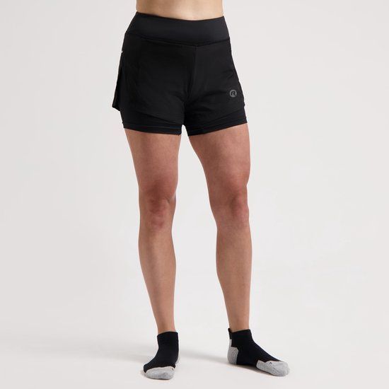 Rogelli Essential 2-in-1 Hardloopshort Dames - Zwart - XXL