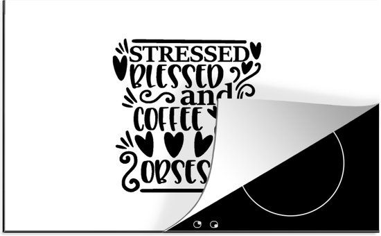 KitchenYeah® Inductie beschermer 81.2x52 cm - Stressed blessed and coffee obsessed - Inductie kookplaat accessoire