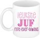 Bellatio Decorations Cadeau koffie/thee mok voor Juf - roze - keramiek - 300 ml