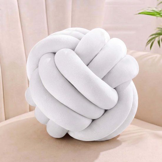 Merkloos Relaxdays Knoopkussen - Ø 25 cm - beige