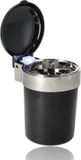 Discountershop B.V. Auto Asbak voor Bekerhouder – Met Deksel en LED Verlichting – Universele Rookvrije Asbak voor Auto, Buiten & Vrachtwagen – Ø7.7 cm – Zwart