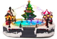 Koopman International Village de Noël Scène de Noël Patinoire avec éclairage LED - 57 cm