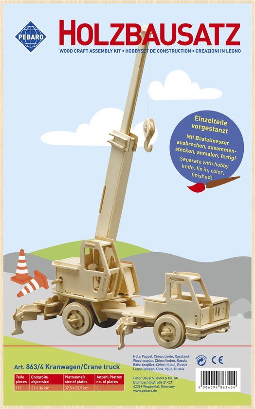 Pebaro Houten Bouwset Telekraan - Multicolor