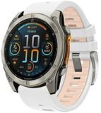 By Qubix - Siliconen bandje - Wit met zalmroze - 20mm Quickfit - Geschikt voor Garmin Fenix 7s/6s/5s / Instinct 2s / Epix Pro Gen 2 (42mm)