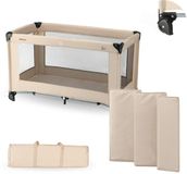 Deryan Believer Campingbed met Matras - 120x60 cm - 0-5 Jaar - Nougat