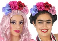 Atosa Halloween/horror verkleed diadeem/tiara - met grote bloemen - kunststof - voor dames/meisjes