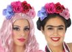 Atosa Halloween/horror verkleed diadeem/tiara - met grote bloemen - kunststof - voor dames/meisjes