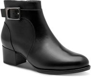 Tamaris Dames Enkellaarsje 1-25389-47 Zwart Leer/Synthetisch Blokhak Ritssluiting 40 EU