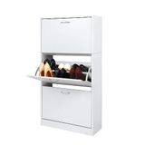 Meerveil Schoenenrekken, 3 lades schoenenkastje opbergorganizer voor woonkamer, hal, garderobe, wit, 63 x 24 x 120 cm