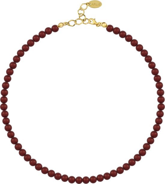 ARLIZI 1193 Parelketting - Dames - 925 Zilver Verguld - 42 cm - 6 mm - Rood