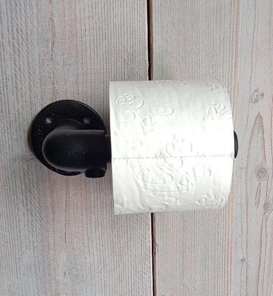 ABsteigerhout Zwart Steigerbuis Toiletrol houder | Industrieel | Muurbevestiging