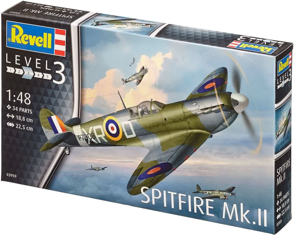 Revell 03959 Modellbausatz Spitfire Mk.II im Maßstab 1:48, Level 3