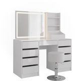 Vicco Sherry Kaptafel set met kruk – 128.2 cm 4 delen Wit/wit hoogglans
