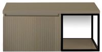 BES LED Frozen 3D Badmeubelset 100 cm - Greeplijst in Kleur - Zwart Frame - Wastafelbovenblad Olive
