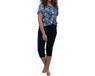 Ammann Pyjama Night & Home bleu à fleurs manches courtes coton/modal taille M
