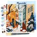 Figured'Art Mini Schilderen op Nummer Volwassenen 20x20cm met Besneeuwd steegje - Klein Formaat Creatieve Hobby Kit DIY Art Nummer Compleet