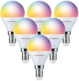 HOFTRONIC SMART - E14 SMART Wifi LED Lamp 6 Stuks - RGBWW 5.5 Watt 470lm P45 Dimbaar - Bedienbaar via App - Google Home en Amazon Alexa