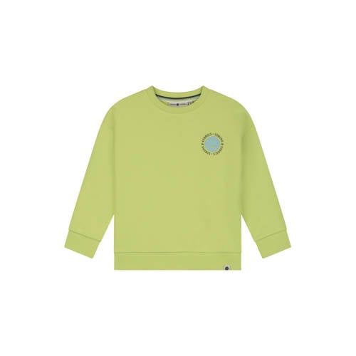 Stains&Stories rechtvallende sweater met backprint - limegroen