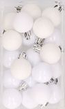 Cosy & Trendy Kleine kerstballen - wit - D3 cm - kunststof - mat/glans/glitter - kerstversiering