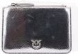 PINKO FLAT MINI Zilver Leer Portefeuille