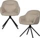 WOOOD Grant-Jaki Eetkamerstoelen - Chenille - Zand - Set van 2