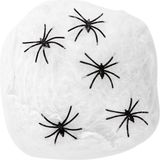 Henbrandt Horror spinnenweb met spinnen - wit - 40 gr - Halloween decoratie